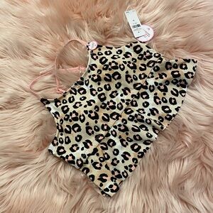 NWT Justice Animal Print Pink Swimsuit Top